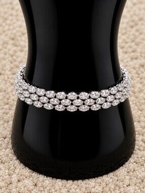 18kwgp Dubai Jewelry Crystal Double-Row Tennis Bracelet - Silver